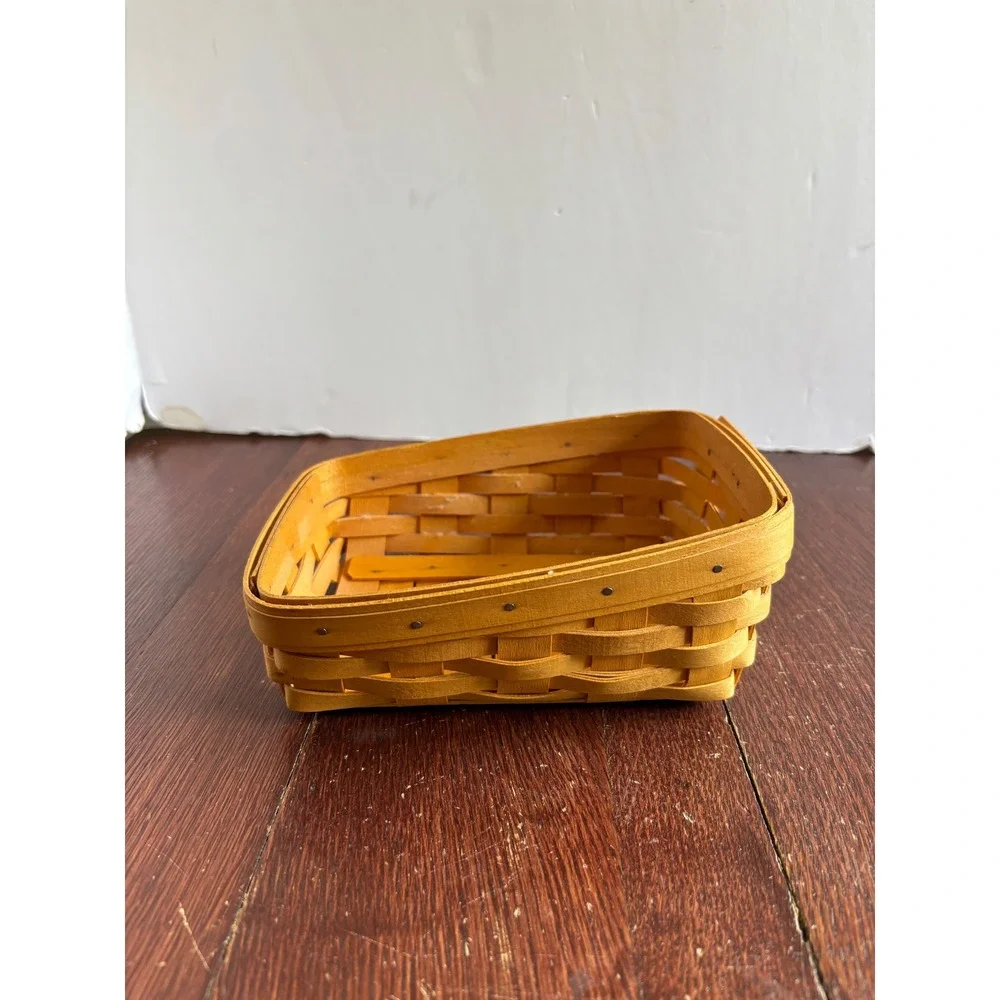 Longaberger Handwoven Rectangular Basket 2000 Dresden Ohio‎ Maple Wood 7x5x2.5
